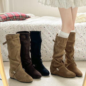 ZHENMO | Elevating Slimming Vintage Versatile Stacking Boots With Buckle