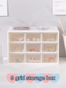9 Grids Desktop Drawer Organizer Stationery Storage Box PP Material Creative Design 18L Capacity Makeup & Jewelry Organizer