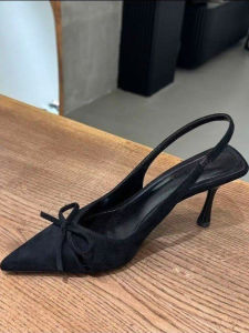 French Pointed Toe High Heels Women Summer Thin Heel 2025 New Hollow out Butterfly Knot Velvet Bread Head Sandals Backless Shoes