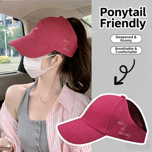 WRELS | Ponytail Baseball Cap Breathable Anti-UV Women Outdoor Travel Empty Top Peaked Cap Adjustable Running Hiking Beach Visor Hat