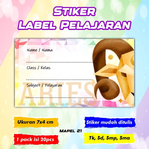 Stiker Label Buku Pelajaran Stiker Nama Buku Stiker Custom Nama Buku Pelajaran Sekolah Anak