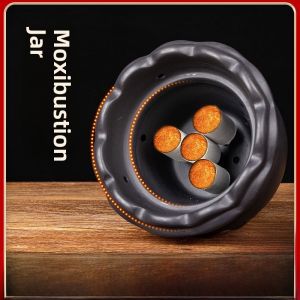 Double-Layer Ceramic Fire Dragon Bottle Beauty Salon Moxibustion Cup Lotus Mouth Gua Sha Glass Heat Therapy Device Anti-Scalding Anti-Dust