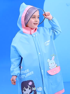 Kids Waterproof Raincoat with Clear Visor Backpack Friendly Hooded Rain Jacket for Boys Girls M-4XL