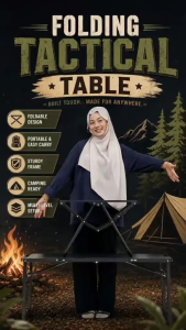 UtanKing™ Folding Tactical Table Camping Meja Lipat BBQ Picnic Table Hiking Fishing Desk Meja Makan