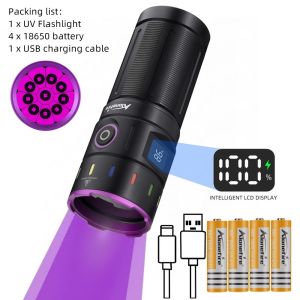 Alonefire | Alonefire 200W 365nm High Power LED UV Blacklight Flashlight Rechargeable Torch Curing Pet Urine Tinea Ore Money Scorpion Lamp