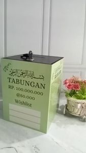 Celengan Target  Jumbo Besar+Kunci Termurah Tempat Nabung Uang Celengan Besar Bahan Kayu  Unik 15X15X20 Cm COD