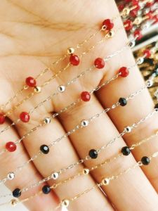 เครื่องประดับ DIY ลูกปัดคริสตัลขนาดเล็ก สร้อยคอ ต่างหู จี้ โซ่ วัสดุทำมือ โซ่ลูกปัดทองแดง ชุบสี ลูกปัดคริสตัล