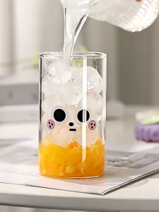 Ly Thuỷ Tinh Uống Nước HOHO 520ml Có Nắp Và Ống Hút Xoắn Hot Trend 2025