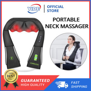 YIDE Cordless Wireless/Wired Four Key Position Neck Back Massager - Shiatsu Neck and Shoulder Massager Portable Massagers for Neck and Back Lumbar Foot Electric Massage Pillow
