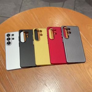 Luxury Luggage Striped Texture Corrugated Matte Thin Case for Samsung Galaxy S26 S25 S24 S23 Ultra Plus Hard PC Shockproof Cover