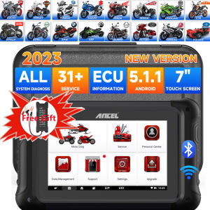 ANCEL MT700 Motorcycle OBD2 Scanner Full System 2025 Diagnostic Tool Motorcycle Fault Code Scan Tool Service Reset Support Idle Adjustment ECU Coding 31+ Reset Functions For Kawasaki/Suzuki/BMW/Ducati/YAMAHA/PIAGGIO/KTM