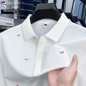 TUCANO | High-end Cotton Linen and Silk Blend Mens Short Sleeve Polo Shirt Summer New Thin Style