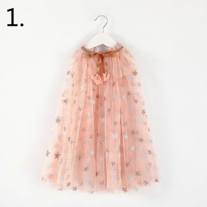 Kids Girls Sparkle Star Tulle Cape Princess Sheer Mesh Cloak for Birthday Party Halloween Role Play Costume Fairy Shawl E1120