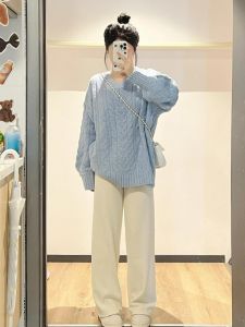 White Fleece Lined Straight Leg Wide Leg Pants High Waist Casual Sports Trousers for Women Spring Autumn New Arrival Winter