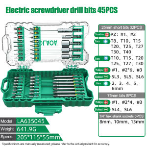 LAOA | LAOA 40/45PCS Electric Screwdriver Bit Set S2 Steel Drill Bits & Socket Set 1/4 Hex Shank Screwdriver Bits with Storage Case