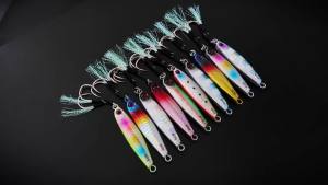 10Pcs Luminous Jig Artificial Hard Baits Glow-in-Dark Sinking Laser Casting Lure Metal Fishing Jigging for Saltwater/Freshwater