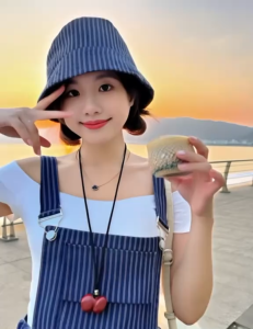 MK_Set mặc hè áo Thun Tăm ôm trễ vai phối yếm quần bí chất Sọc Lenin dáng bồng kèm móc gấu bông