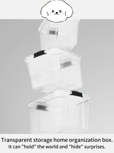 STON Plastic Transparent Storage Box Organizer Waterproof Stackable Bin for Clothes With Wheel and Lid Space Saving
