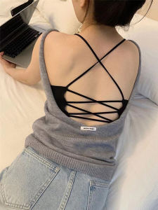 Cross Back ไม่มีสาย Bralette ผู้หญิง ฤดูร้อน บาง ระบายอากาศได้ดี เสื้อสายเดี่ยว ชุดชั้นในพร้อม มีฟองน้ำ เสื้อกล้าม การป้องกันแสงที่มองไม่เห็น