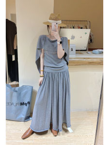 YUEZHONGWEI | Knitwear Loose Slim Fit Grey Ice Silk Short Sleeve 1pc