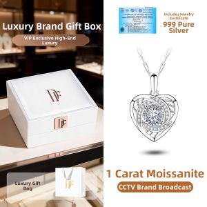 East Beauty | Carat Moissanite Silver Necklace Heart Shaped Pendant 999 Sterling Silver