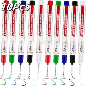 10Pcs/Set 20mm Multi-Purpose Deep Hole Long Nib Head Marker Metal Perforating Pen Waterproof Woodworking Decor Tools