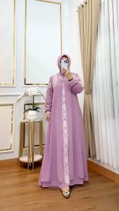 ZIFA FASHION // COD // SYIFA DRESS SET HIJAB SEGI 4 // GAMIS SET CRUTY AKSEN BORDIR MEWAH // FASHION LEBARAN 2025 KEKINIAN // MODIS // *MG