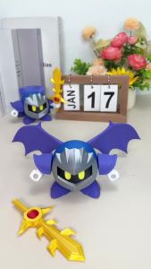Takara Tomy | Action Figure Meta Knight Figurine Toys Anime Model Star Kirby Meta Knight Galaxia Battle 3D Printed Collection Ornament Dolls