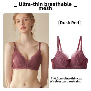 Comfort Thin Design French White Lace Bra For Small Busts No Wire Gather Push-up