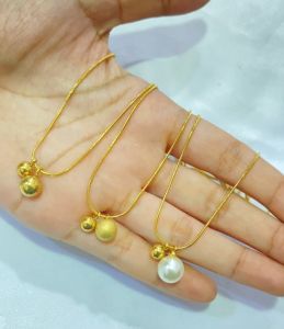 Kalung Wanita Titanium Twin Ball Korean Style Bola Kembar Anti Karat [COD]