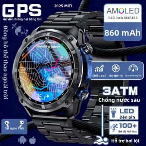 Đồng Hồ Thông Minh Quân Sự 2025 Với Bản Đồ Ngoại Tuyến Pin 1000mAh Định Vị GPS Bộ Nhớ 4GB Máy Nghe Nhạc MP3/MP4 Thiết Bị Theo Dõi Thể Thao Bơi Lội Dành Cho Nam