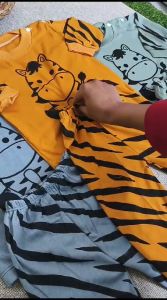 3 pcs setelan panjang anak/bayi motif zebra horse warna cerah