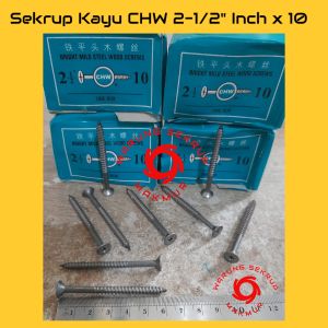 (1 Box) Sekrup Kayu 2-1/2" Inch x 10 / Wood Screw (+) / Skrup Kayu 6CM