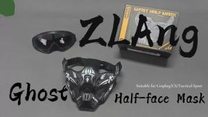 Zlangsports Tactical Half Face Airsoft Paintball Mask with UV Protection Goggles Adjustable TPE Silicone Mask for CS Wargame