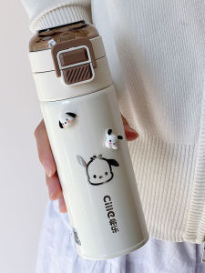 Chic Pachat Dog Double Drink Straw Insulated Water Bottle Men Women Students Cute Cold Proof Cup Stylish Fresh Daily Gift