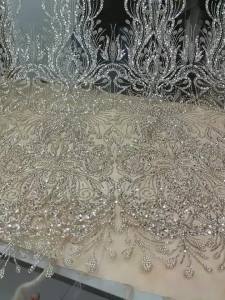African Lace Fabric 5 Yards High Quality 2026 Luxury Fabric For Dress 5 Yards With Beads Nigerian Lace Gold wedding Dress M258-1