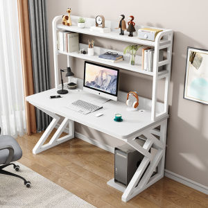 Integrated Desk And Bookshelf Student Study Table Cream Style