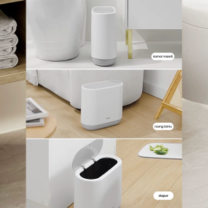 ECOCO Self-Closing Narrow Trash Can - Tempat Sampah Tertutup Otomatis Slim / Tempat Sampah Self-Closing Model Ramping / Tempat Sampah Tertutup Otomatis Desain Sempit / Tempat Sampah ECOCO Ramping dengan Penutup Otomatis