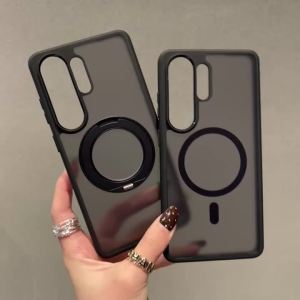 360-Degree Rotation Bracket Matte Frosted Case For Samsung Galaxy S26 S25 S24 S23 Ultra Magnetic Shockproof Armor Back Cover