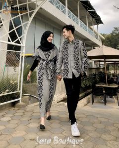 Clara Dress & Kemeja Tenun Etnik Grey Terbaru Baju Couple Baju Kondangan Baju Viral Baju Trend Kekinian