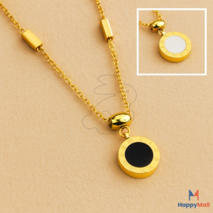 HappyRabbit - Kalung Double Sisi Hitam Putih Wanita | Titanium Steel 18K Vacuum Plated Anti Karat | HR11008