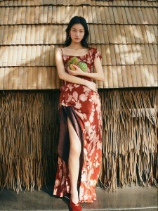 Vero Moda | Ruffled Printed Slit French Style Dress