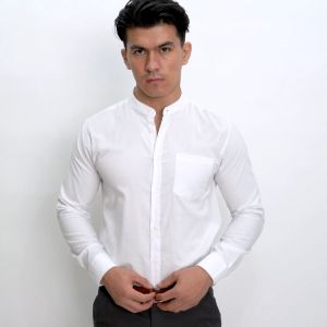 VENGOZ Kemeja Oxford Shanghai Pria Slim Fit - Super White