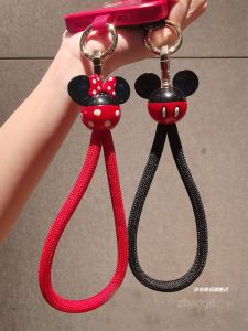 Zengge Thickened Woven Phone Strap Short Version Mickey Minnie Pendant Mens Style Durable Wrist Chain Key Holder Accessories