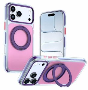 360 Rotating Magnetic Kickstand Two Color Case for iPhone 18 17 16 15 14 Pro Max 17Pro 16Pro 15Pro 14Pro Phone Shell Shockproof Cover