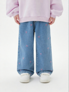 Marc&Janie | Embroidery Bow Girls Straight Denim Pants