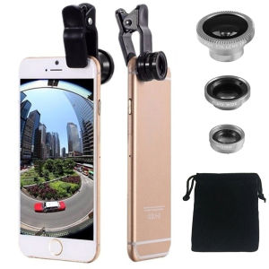 3 In 1 Fisheye Mobile Phone Lens Camera Wide Angle Zoom Lens Fish Eye Macro Lenses Camera Kits With Clip For iPhone Huawei OPPO