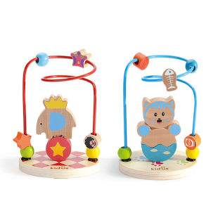 Wooden Bead Maze Activity Toy Educational Circle Coaster Learning Toy Sorting & Stacking Toys Early Development Toy for Babies and Toddlers