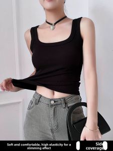 QIAOCHENXIAN | Pure Cotton Spring/Summer New Style Square Neck Strapless Crop Top for Women