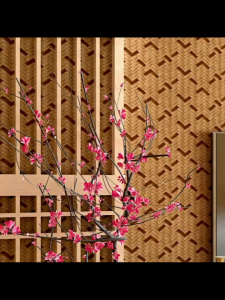 168 straw weaving self-adhesive pvc wallpaper linen pattern new Chinese style ancient wall sticker waterproof moisture-proof tea room self-adhesive wallpaper (10m x 45cm)